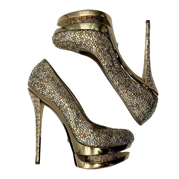Gianmarco Lorenzi - Discoball Crystal Embellished Platform Pumps Size 8 Limited - Picture 3 of 15